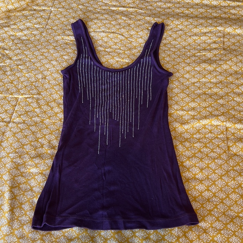 Express dark purple tank top with bling